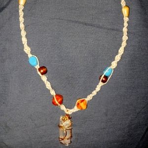 Clear crystal/Hemp & beaded Necklace!